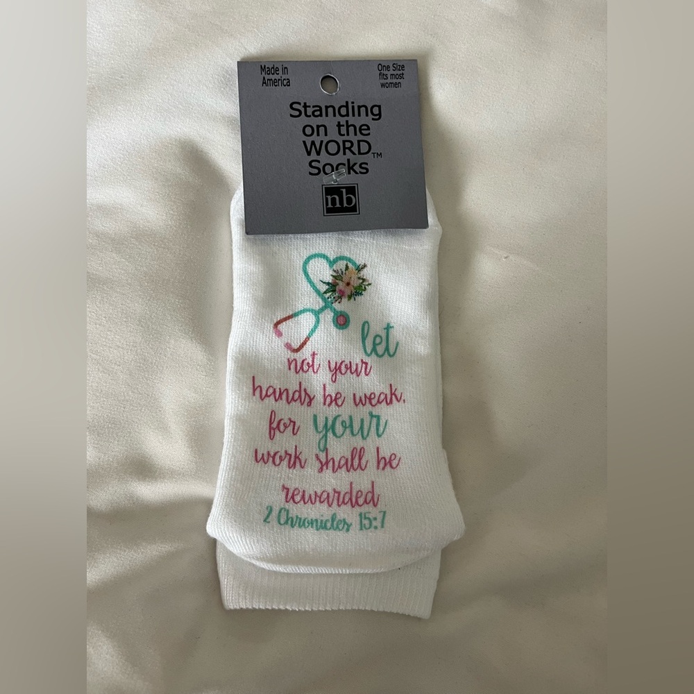 Healthcare/ Nurse socks with Bible verse